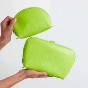 NWT BEIS Cosmetic Pouch Set in CITRON (lime green) SOLD OUT IN US